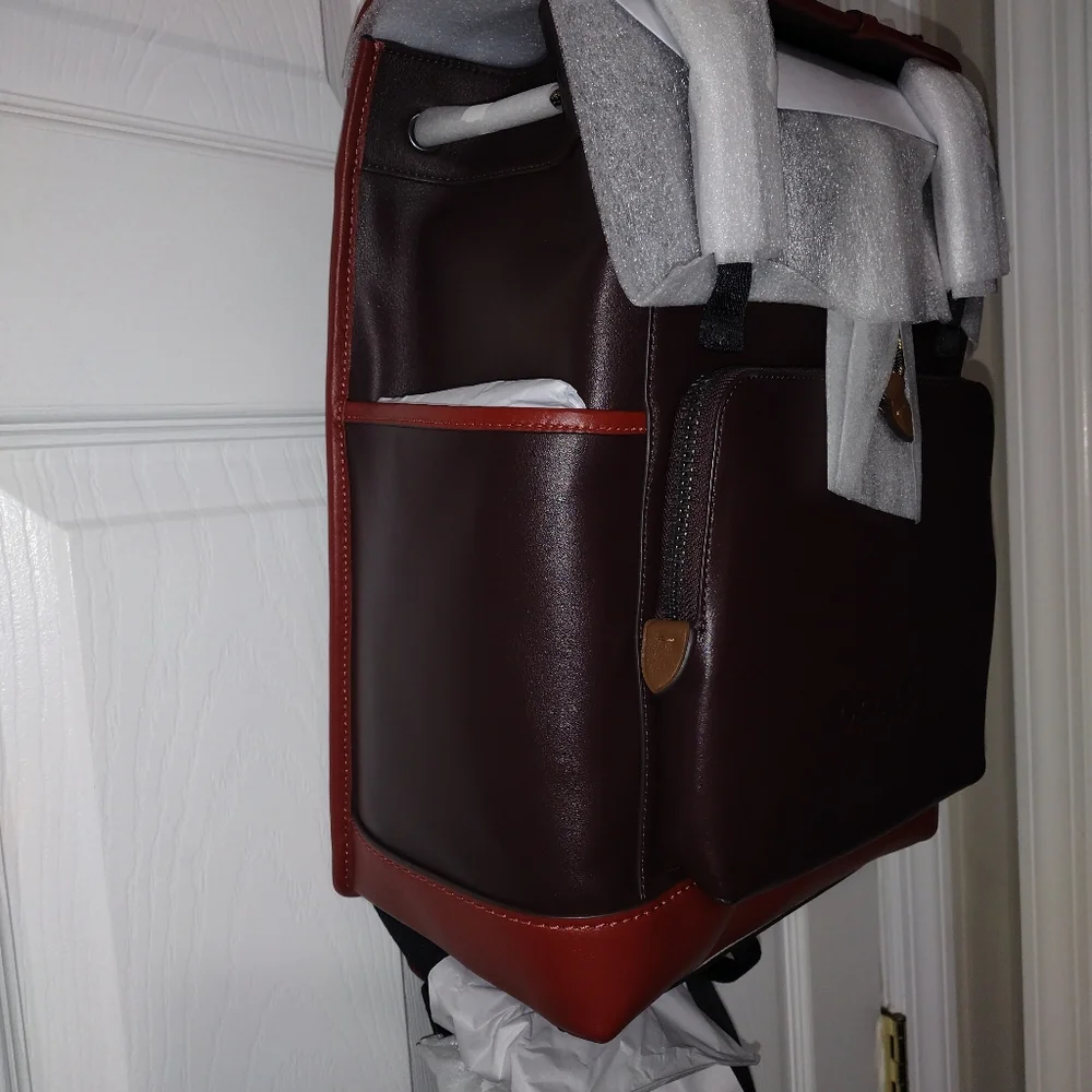 Coach League Flap Backpack In Colorblock - Picture 3 of 10